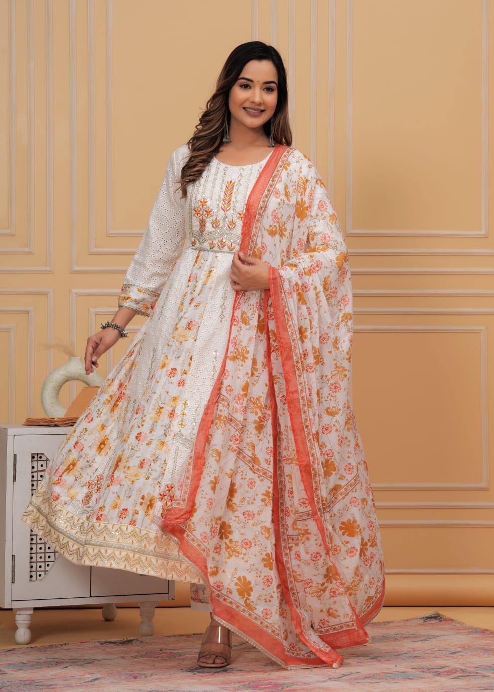 REET MAHAL DESIGNER PRINTED ANARKALI SUIT, PANT WITH PRINTED DUPATTA