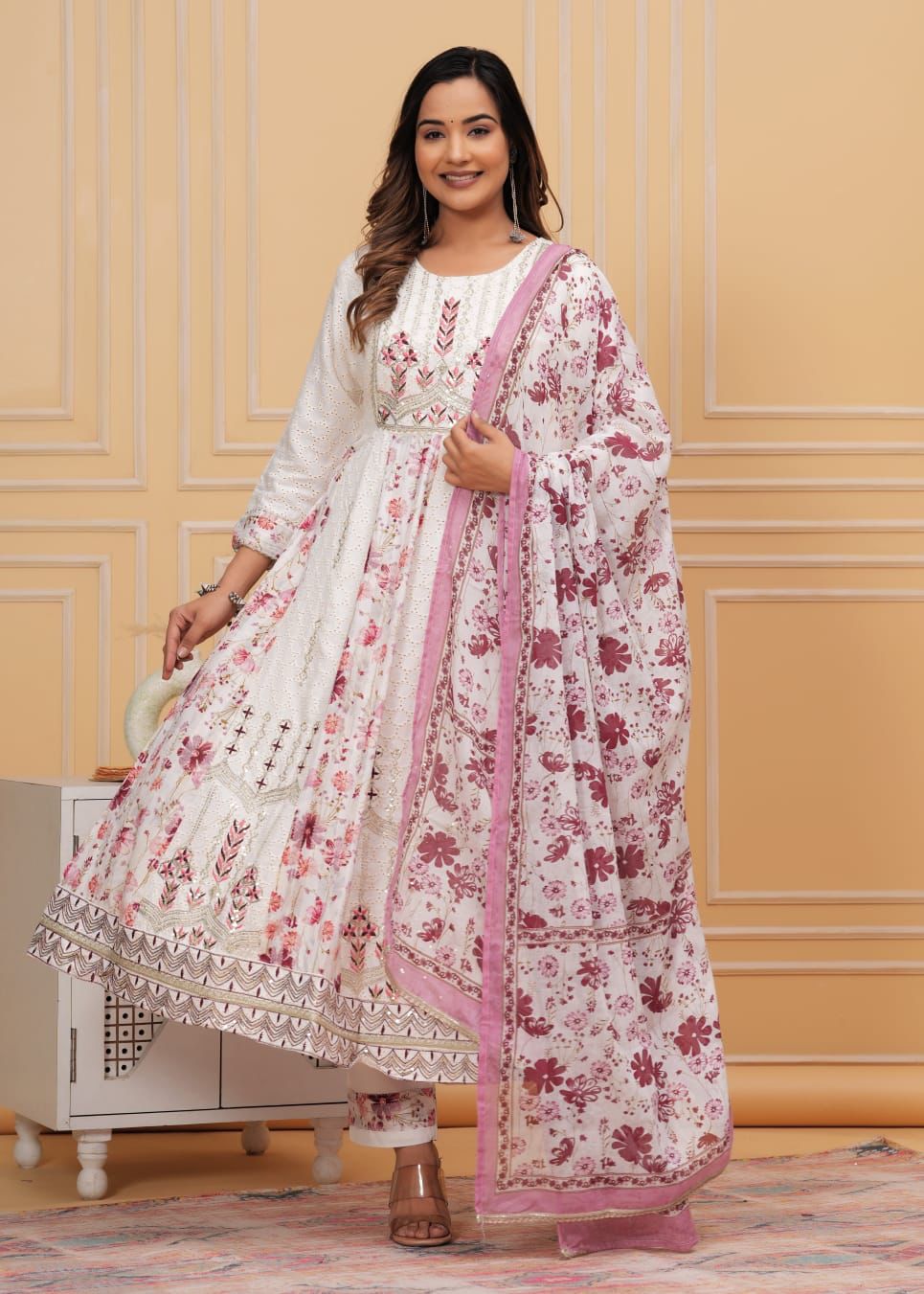 REET MAHAL DESIGNER PRINTED ANARKALI SUIT, PANT WITH PRINTED DUPATTA