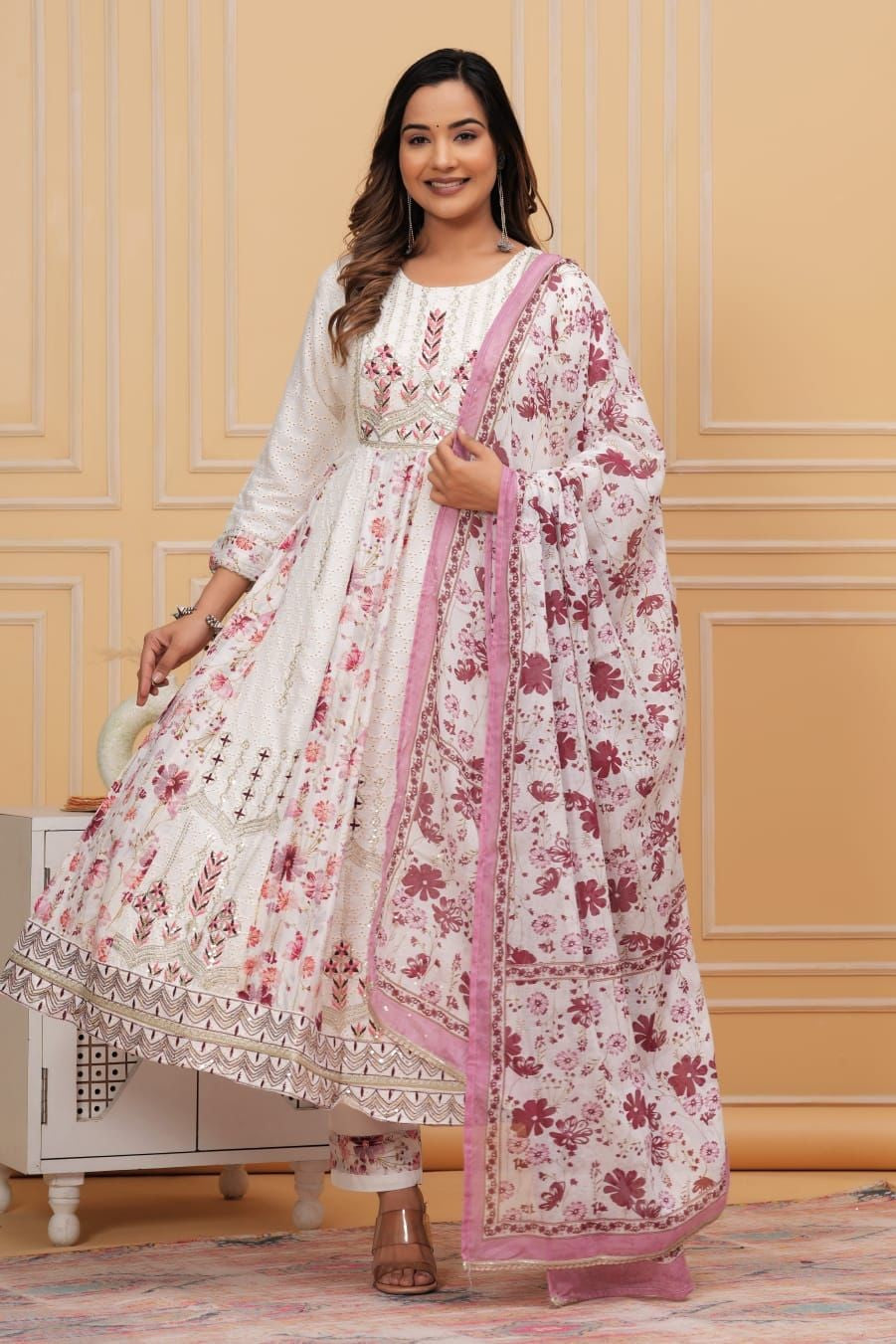 REET MAHAL DESIGNER PRINTED ANARKALI SUIT, PANT WITH PRINTED DUPATTA