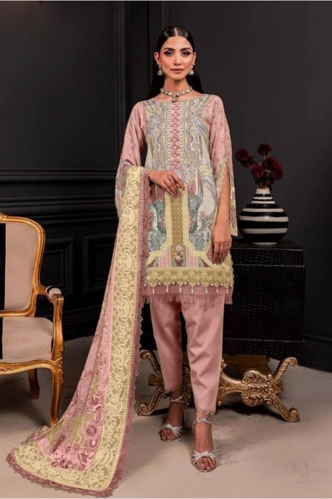 REET MAHAL HANDCRAFTED EMBROIDERY UNSTITCHED SUIT MATERIAL