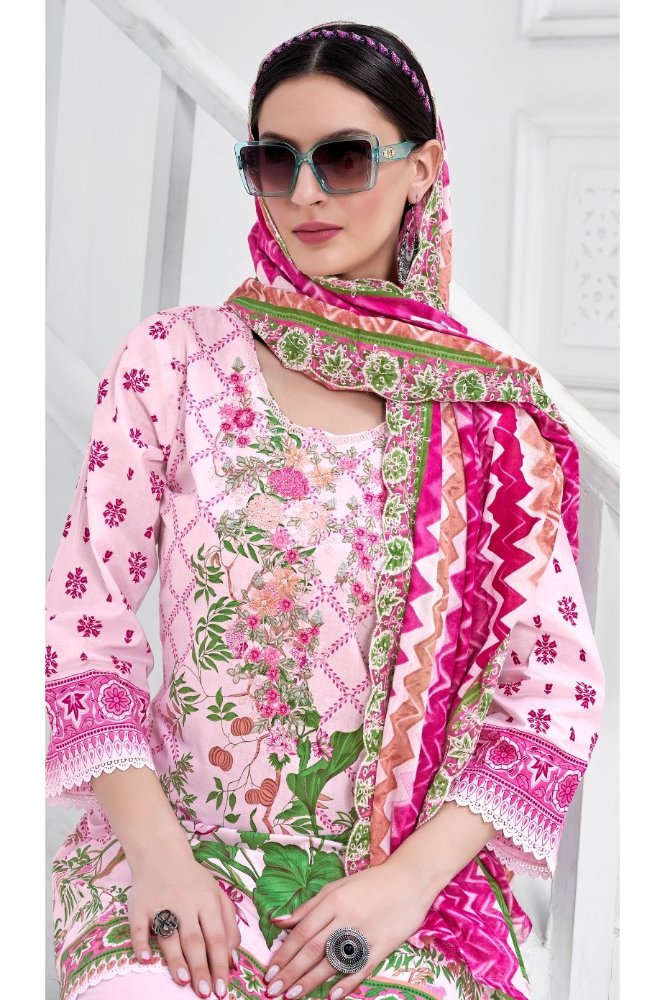 REET MAHAL HANDCRAFTED EMBROIDERED COTTON SUIT SET MATERIAL WITH ELEGANCE DUPATTA