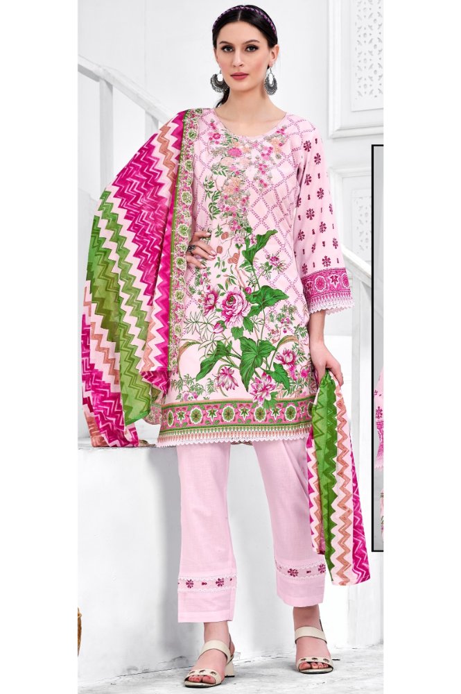 REET MAHAL HANDCRAFTED EMBROIDERED COTTON SUIT SET MATERIAL WITH ELEGANCE DUPATTA